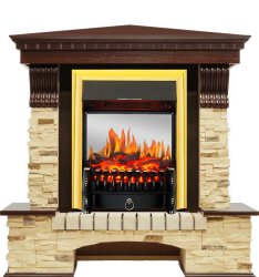 Каминокомплект Royal Flame Pierre Luxe сланец угловой с очагом Fobos FX M Brass