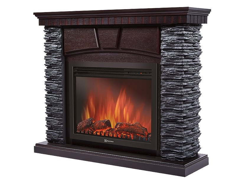Каминокомплект Firelight Porto 25 с очагом Electrolux EFP/P-2520LS камень черный/шпон венге