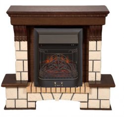 Каминокомплект Interflame Экстер средний дуб с очагом Majestic FX M Black