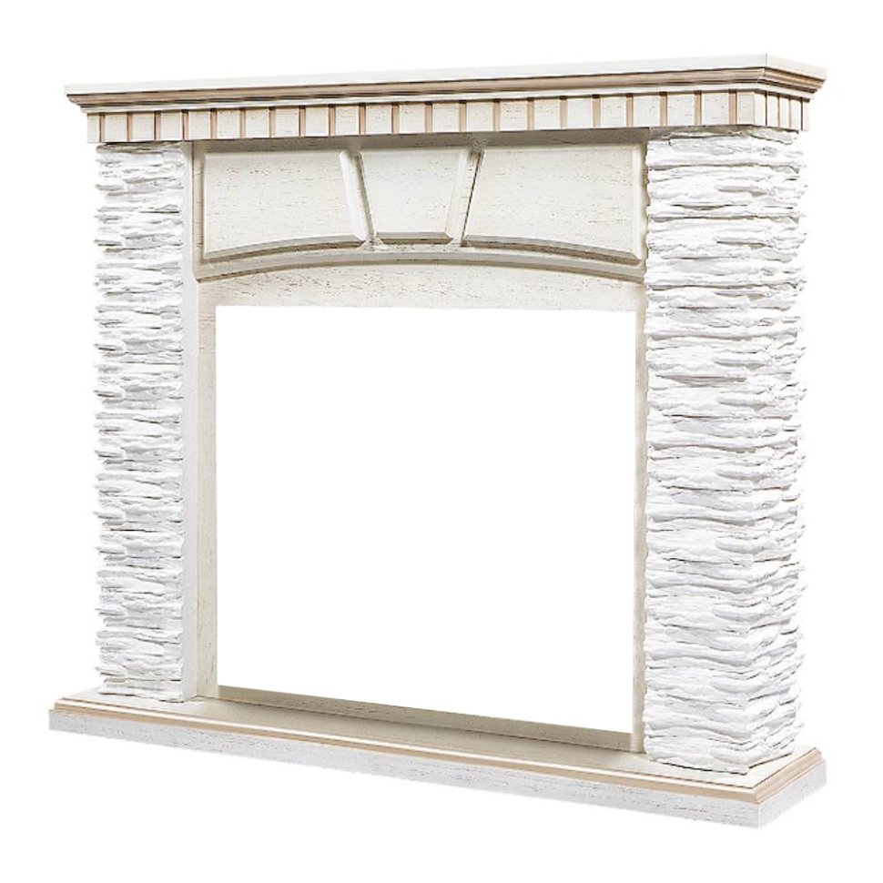 Портал Firelight Porto 25 камень белый/шпон беленый дуб