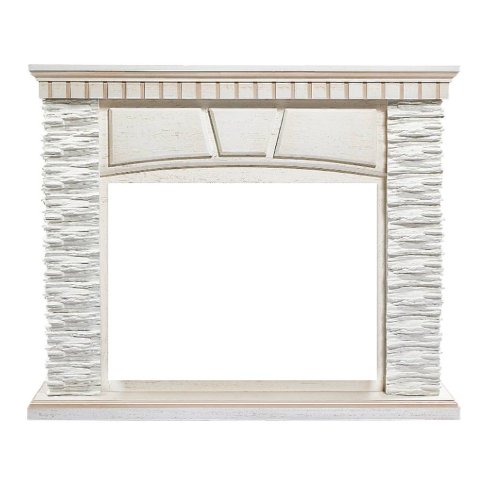 Портал Firelight Porto 25 камень белый/шпон беленый дуб