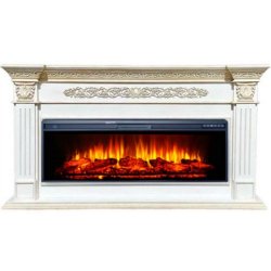 Каминокомплект Interflame Елизавета с очагом FreeSpace 50 LED FX QZ белый с патиной