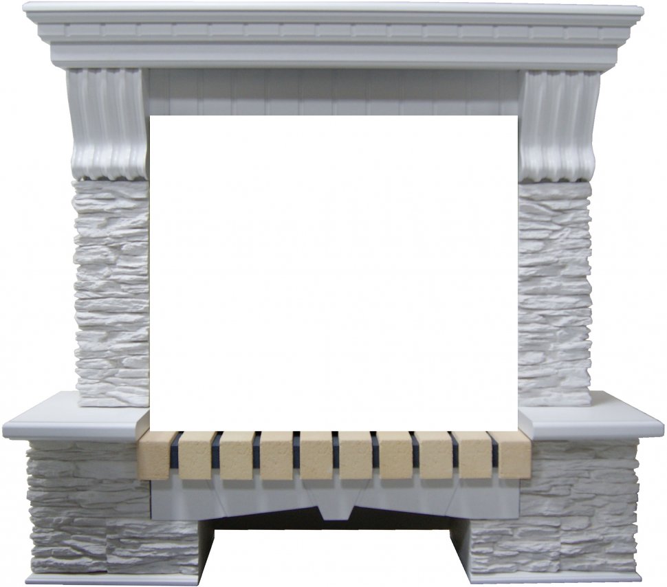 Портал Interflame Экстер сланец белый под очаг Panoramic 25-30 3D