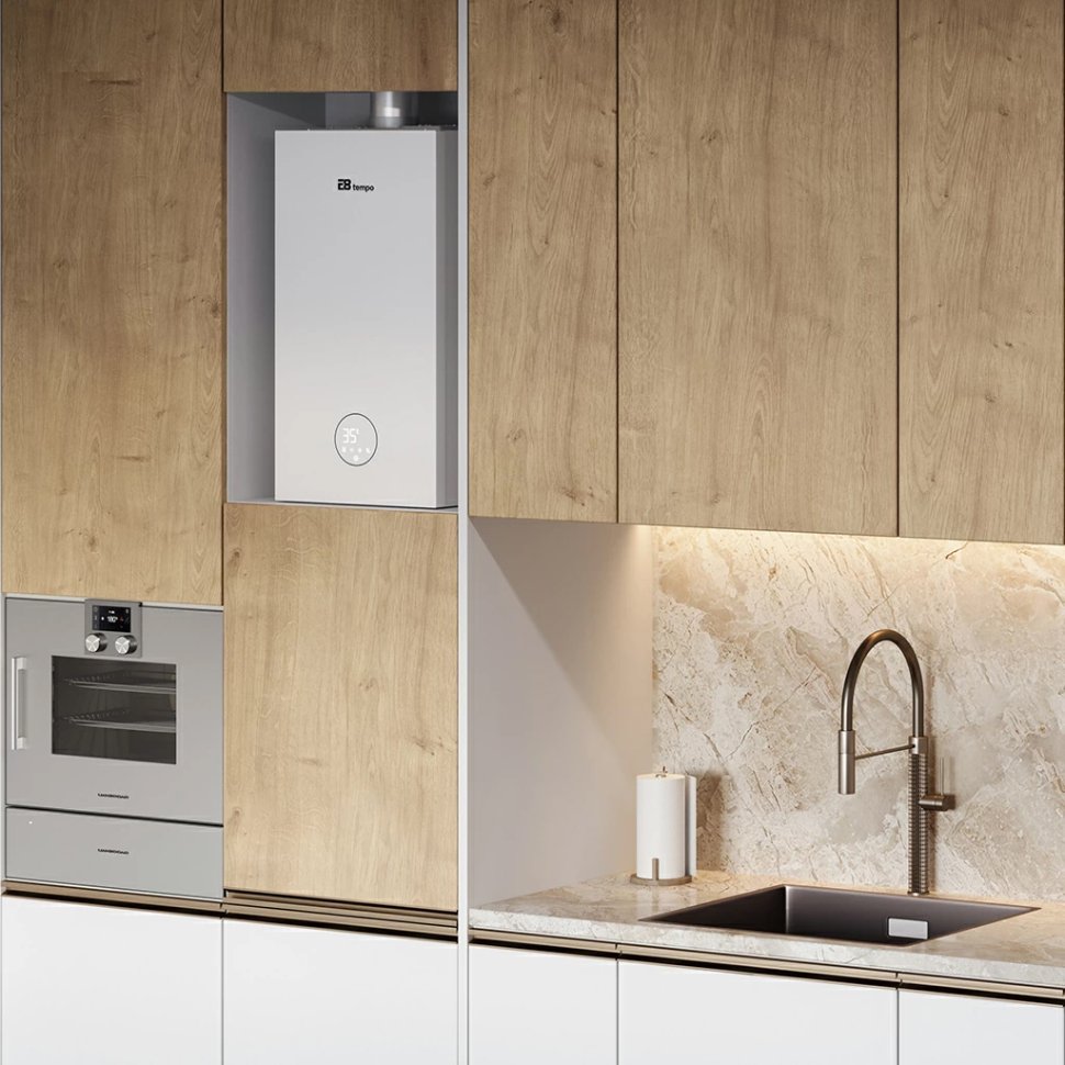 Настенный газовый котел E8 tempo GHD24V (белая стеклянная панель)