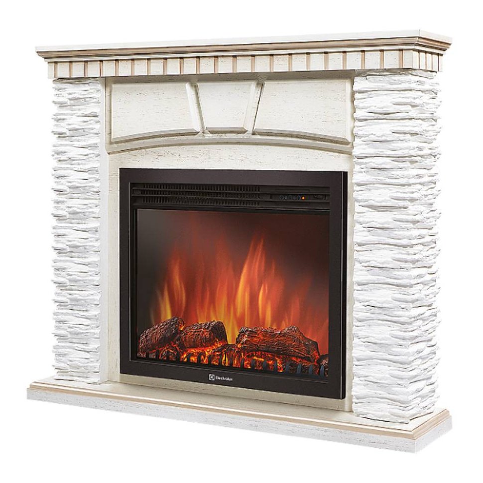 Каминокомплект Firelight Porto 25 с очагом Electrolux EFP/P-2520LS камень белый/шпон беленый дуб