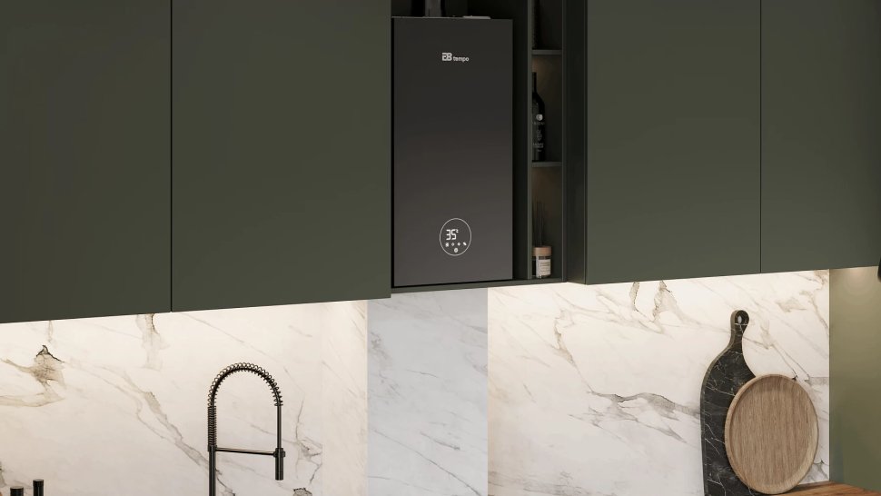 Настенный газовый котел E8 tempo GHC24V (черная стеклянная панель)