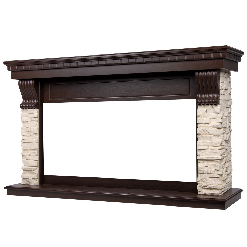 Портал Firelight Michigan 42/40/36 камень молочный/шпон темный дуб