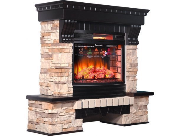 Каминокомплект Interflame Экстер Альпина венге с очагом Panoramic 06 25 LED FX QZ