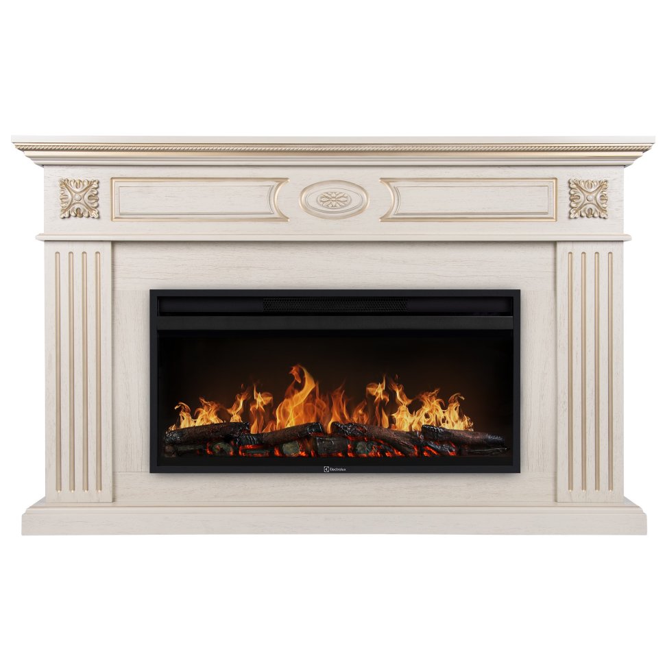 Каминокомплект Firelight Siena 42/40/36 + очаг Electrolux EFP/P-4220LS слоновая кость с золотой патиной