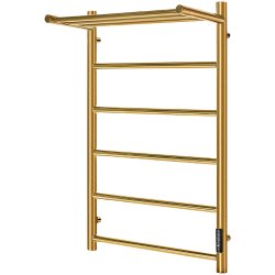 Электрический полотенцесушитель Stout Jazz Round 80*50 Золотой Хром 585 с полкой