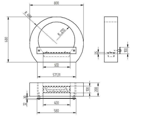 Биокамин настенный Zefire Barrel