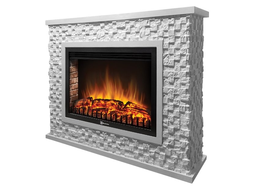 Каминокомплект Firelight Quadro 30 с очагом Electrolux EFP/P-3020LS камень песчаник античный белый/белая эмаль