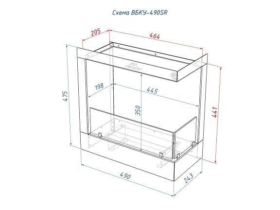 Встроенный биокамин Lux Fire Угловой 490 S