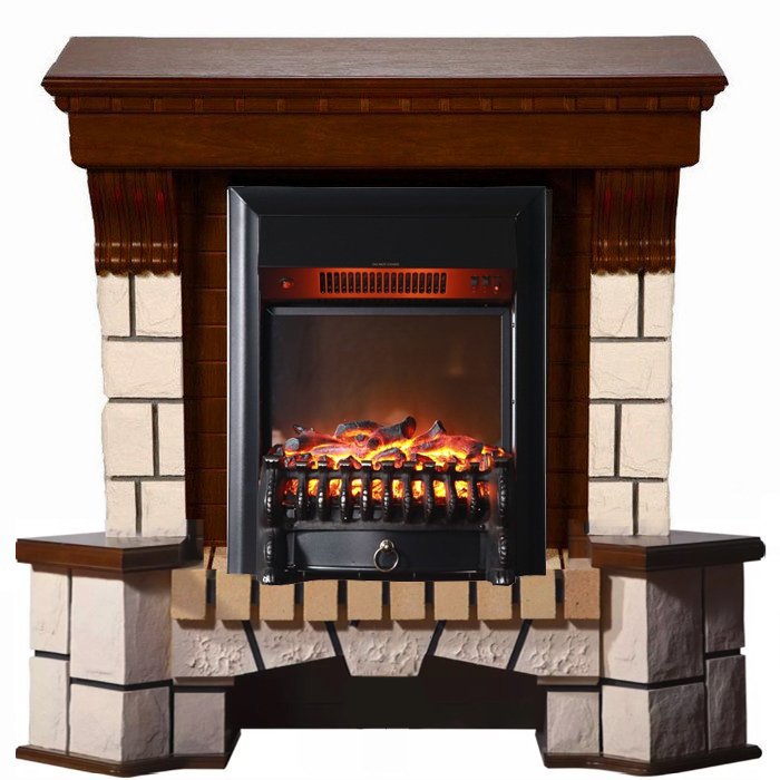 Каминокомплект Interflame Экстер махагон угловой с очагом Fobos FX M Black