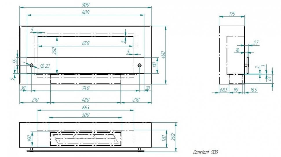 Биокамин напольный Zefire Constant 900