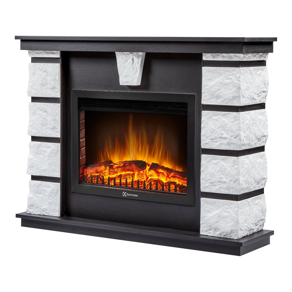 Каминокомплект Firelight Excalibur 25 с очагом Electrolux EFP/P-2520LS камень белый/шпон венге