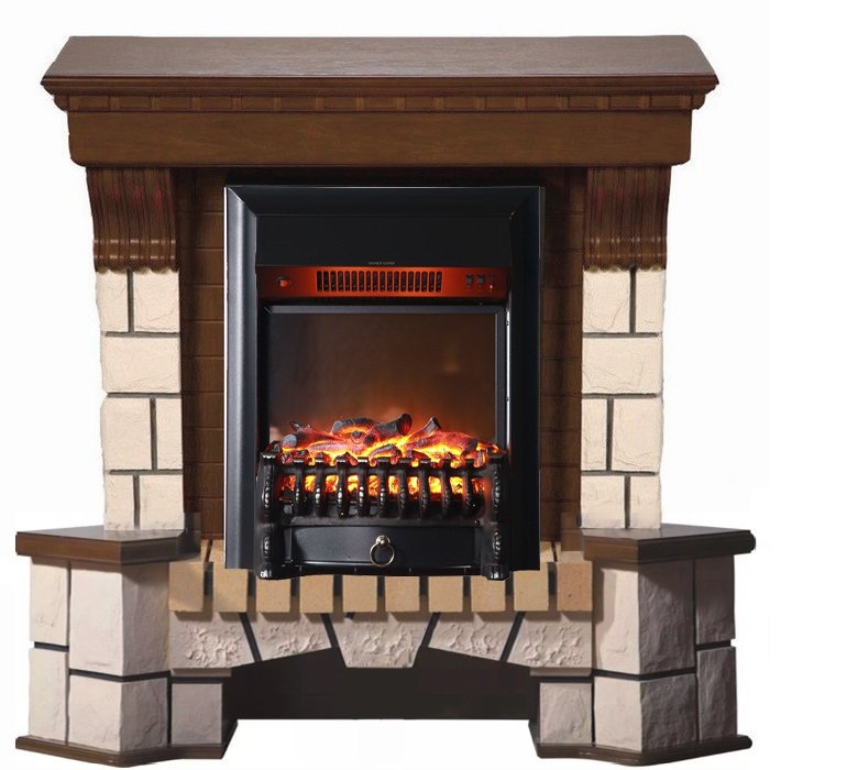 Каминокомплект Interflame Экстер средний дуб угловой с очагом Fobos FX M Black