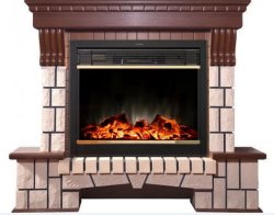 Каминокомплект Interflame Экстер средний дуб с очагом Jupiter GLS LED Brass