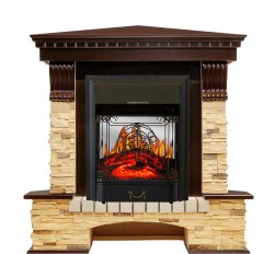 Каминокомплект Royal Flame Pierre Luxe сланец угловой с очагом Majestic FX M Black