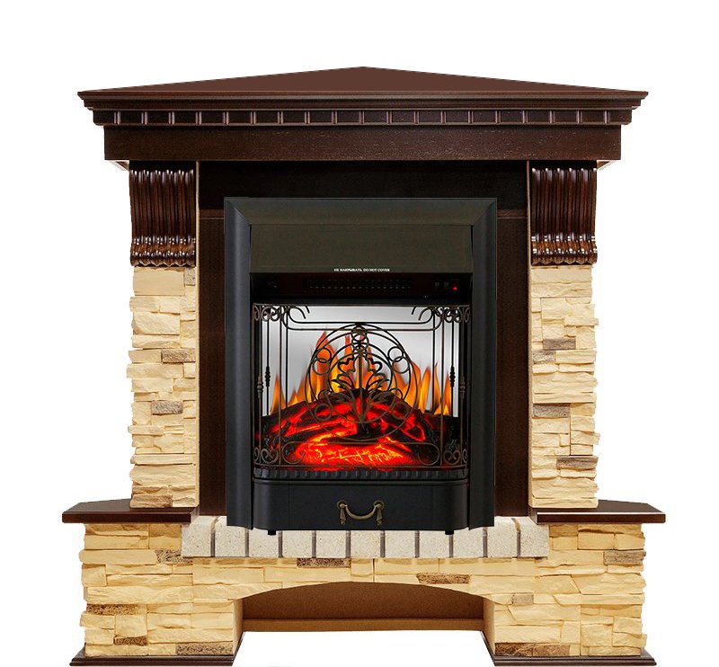 Каминокомплект Royal Flame Pierre Luxe сланец угловой с очагом Majestic FX M Black