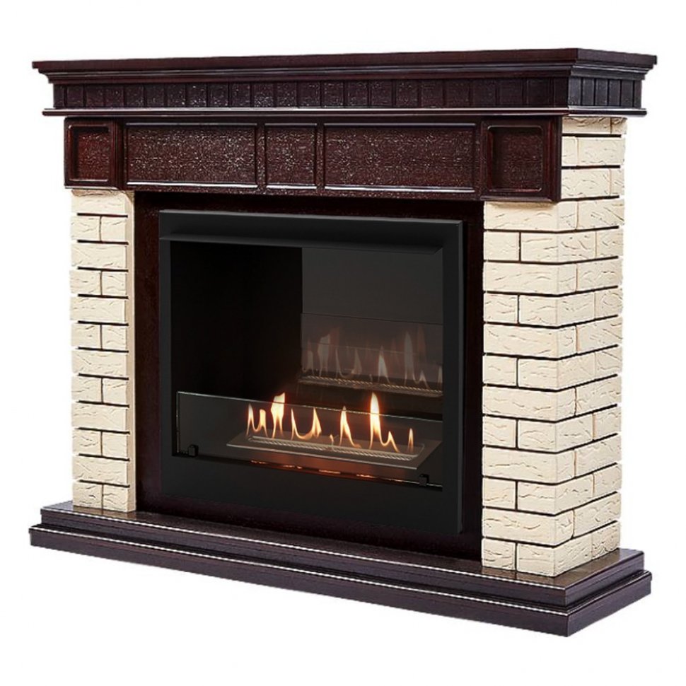 Каминокомплект Firelight Bricks 25 с очагом BFP/P-2520 камень бежевый/шпон темный дуб