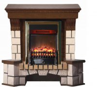 Каминокомплект Interflame Экстер средний дуб угловой с очагом Fobos FX M Brass