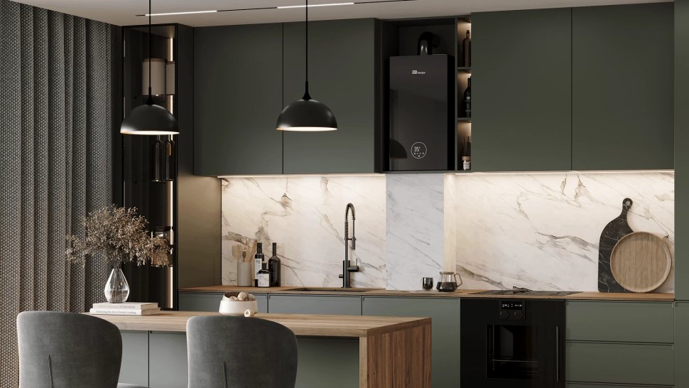 Настенный газовый котел E8 tempo GHA24W (стеклянная панель серый графит)