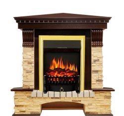 Каминокомплект Royal Flame Pierre Luxe сланец угловой с очагом Fobos FX Brass