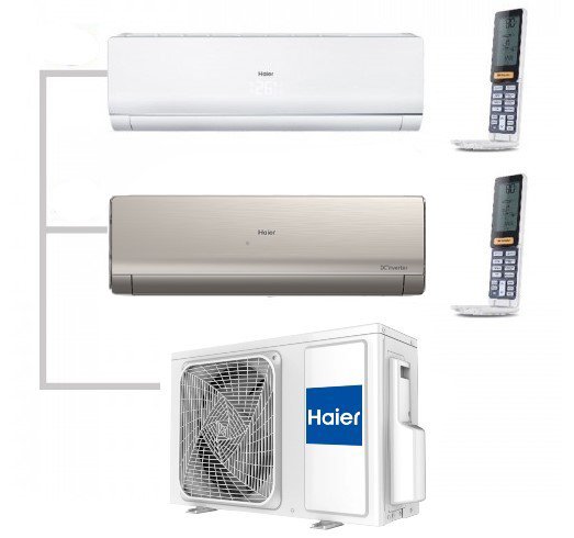 Мульти сплит-система на 2 комнаты 25+25 м2 Haier AS09NS6ERA-W/AS09NS6ERA-G/2U40S2SM1FA Lightera Super Match