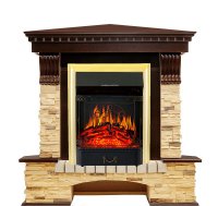 Каминокомплект Royal Flame Pierre Luxe сланец угловой с очагом Majestic FX Brass