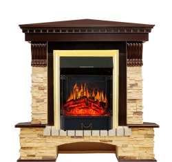 Каминокомплект Royal Flame Pierre Luxe сланец угловой с очагом Majestic FX Brass