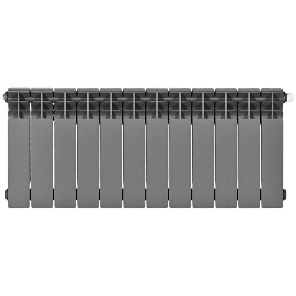 Биметаллический радиатор отопления Stout Titan Ventil 350 12 секций нижнее правое подключение графит RAL 7024
