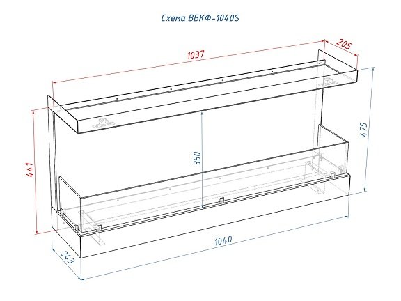 Встроенный биокамин Lux Fire Фронтальный 1040 S ВБКФ-1040S