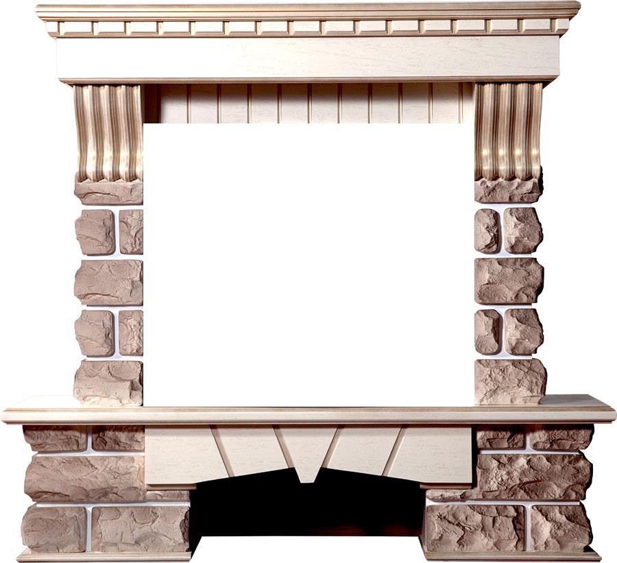 Портал Interflame Экстер Кавказ бежевый с патиной под очаг Panoramic 25