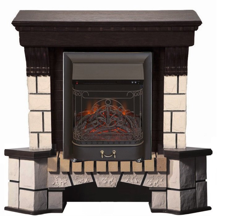 Каминокомплект Interflame Экстер венге угловой с очагом Majestic FX M Black