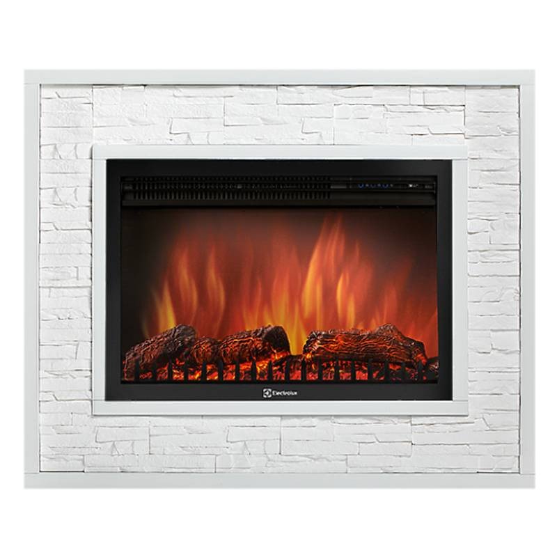 Каминокомплект Firelight Loft 30 с очагом Electrolux EFP/P-3020LS камень белый/белая эмаль