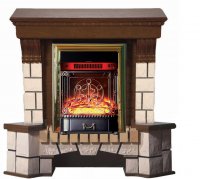 Каминокомплект Interflame Экстер средний дуб угловой с очагом Majestic FX M Brass