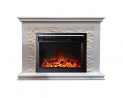 Каминокомплект Interflame Сиена сланец белый с очагом Jupiter FX M Black