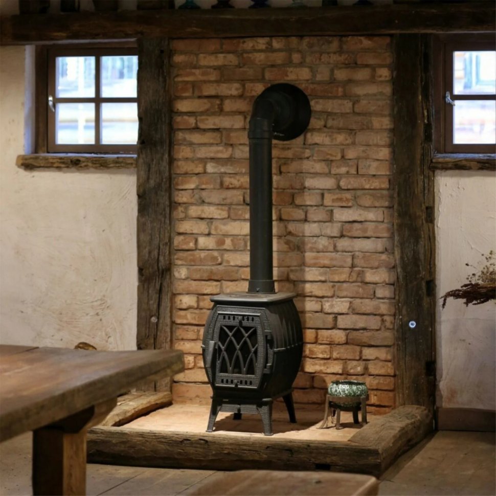 Печь-камин отопительно-варочная PROMetall Бахта серая