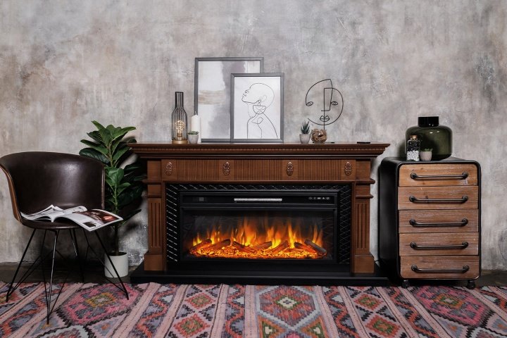 Каминокомплект Royal Flame Carlyle с очагом Vision 42 LOG LED орех с черным