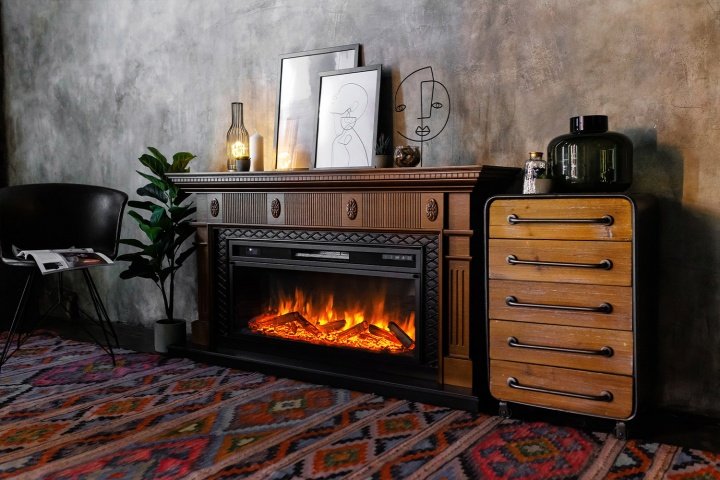 Каминокомплект Royal Flame Carlyle с очагом Vision 42 LOG LED орех с черным