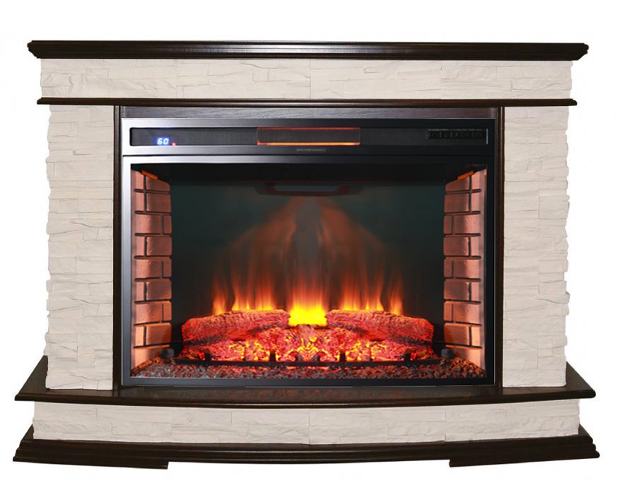 Каминокомплект Interflame Памир сланец коньячный дуб с очагом Panoramic 33 LED FX QZ
