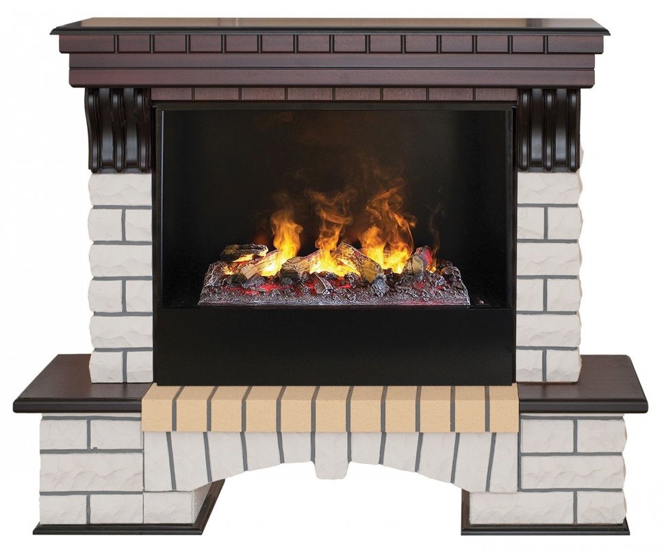 Каминокомплект RealFlame Country 26 AO с очагом 3D Cassette 630 + Black вставка