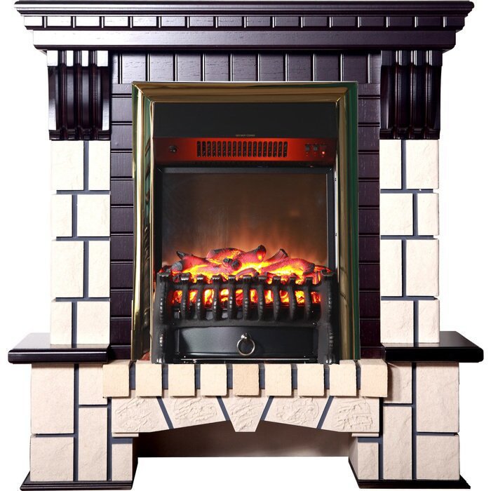 Каминокомплект Interflame Экстер М темный дуб с очагом Majestic FX M Black