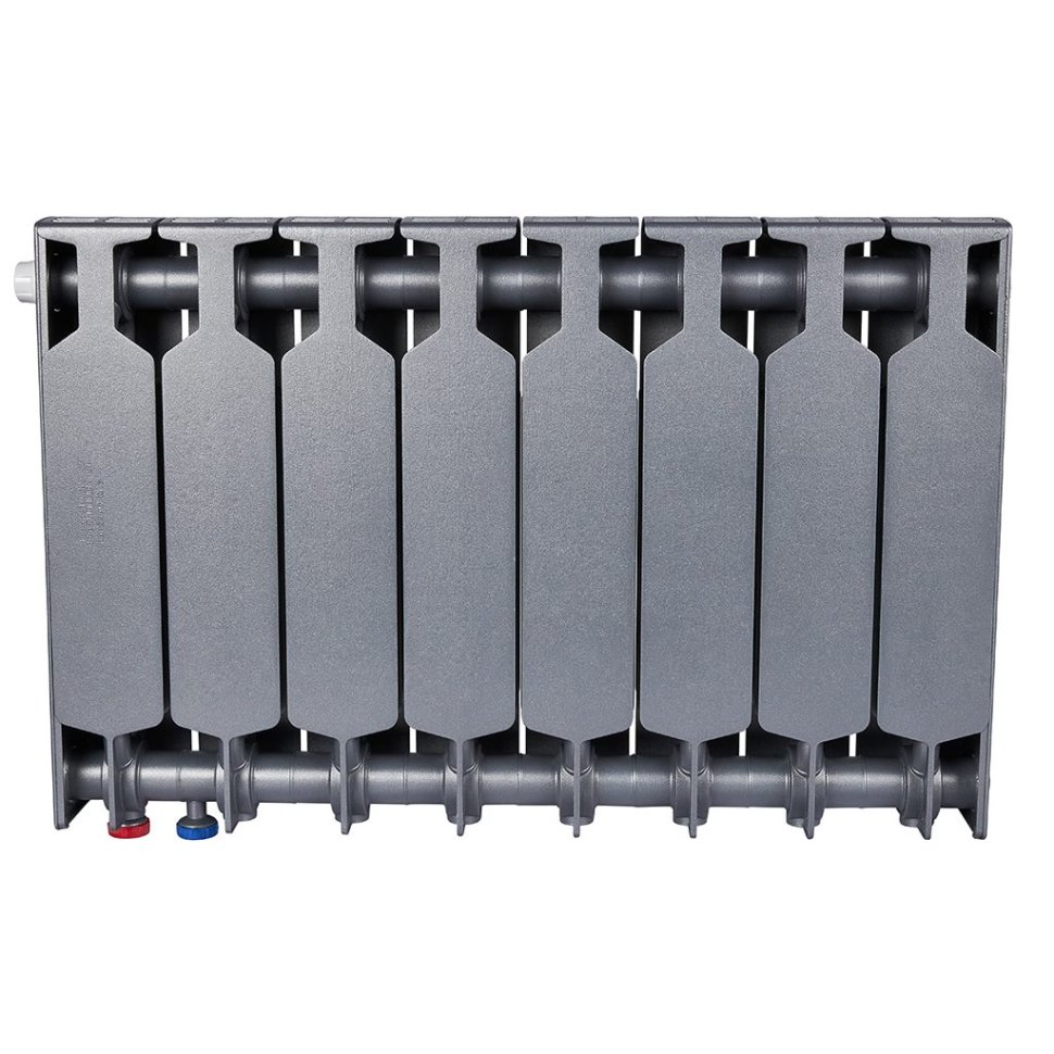 Биметаллический радиатор отопления Rifar Supremo Ventil SVR 350 8 секций нижнее правое подключение титан