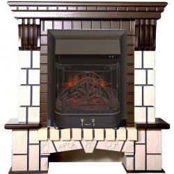 Каминокомплект Interflame Экстер М средний дуб с очагом Majestic FX M Black