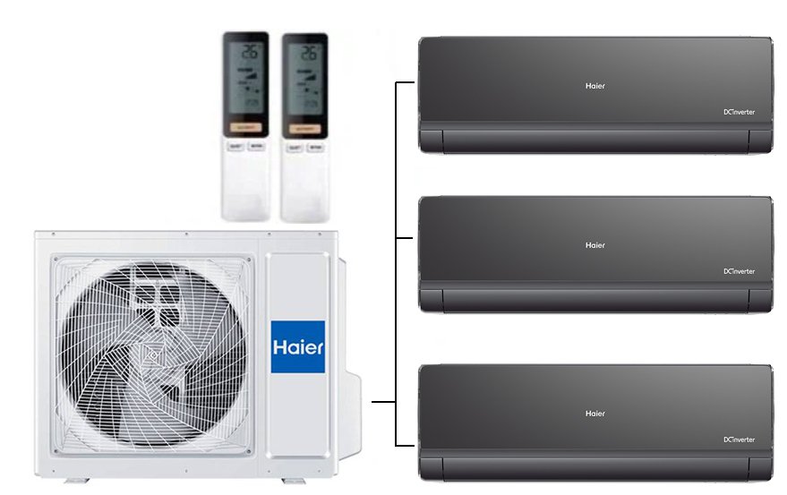 Мульти сплит-система на 3 комнаты 35+35+35 м2 Haier 3х AS12NS6ERA-B/3U70S2SR5FA Lightera Super Match с Wi-Fi модулем ESP32