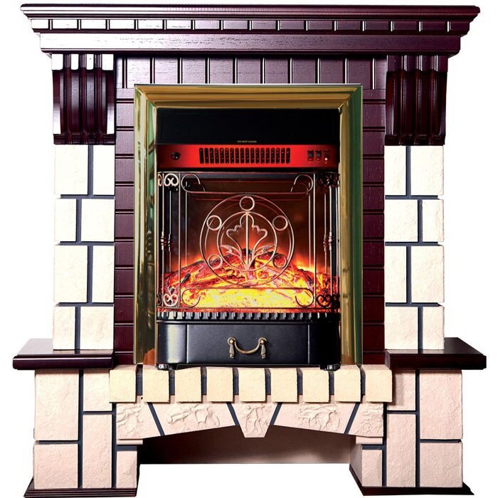 Каминокомплект Interflame Экстер М махагон с очагом Majestic FX M Brass