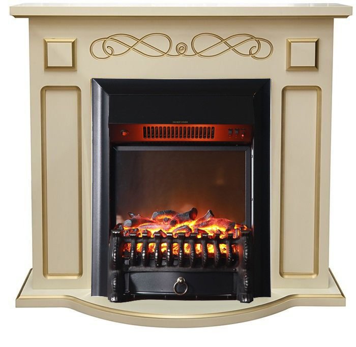 Каминокомплект Interflame Аспен бежевый патина с очагом Fobos FX M Black