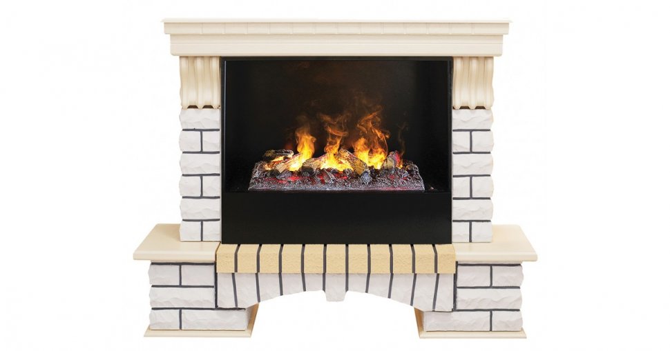 Каминокомплект RealFlame Country 26 WT с очагом 3D Cassette 630 + Black вставка